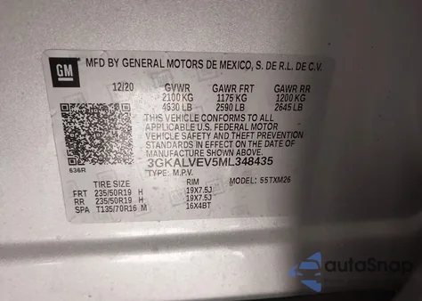 2021 GMC Terrain Awd Slt z USA, uszkodzony, nr VIN 3GKALVEV5ML348435